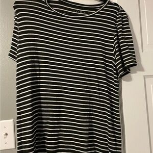 Hunter Green Striped LOFT Short Sleeve Shirt - Size Medium